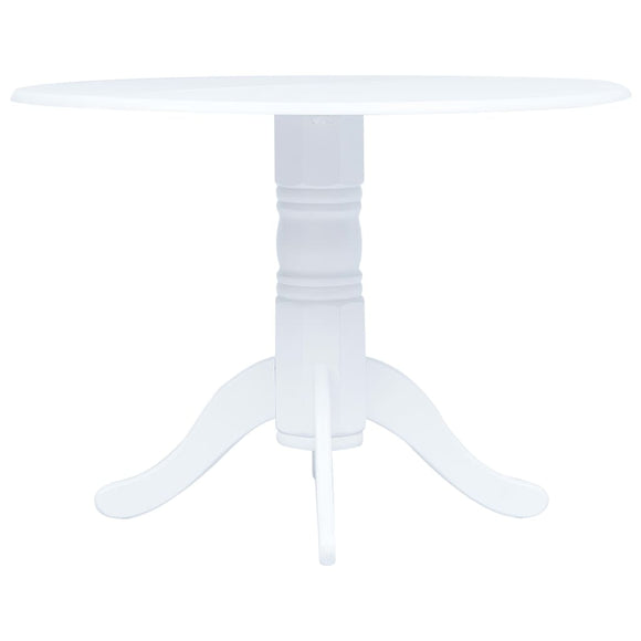 NNEVL Dining Table White 106 cm Solid Rubber Wood