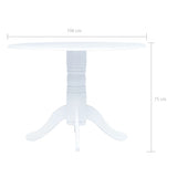 NNEVL Dining Table White 106 cm Solid Rubber Wood