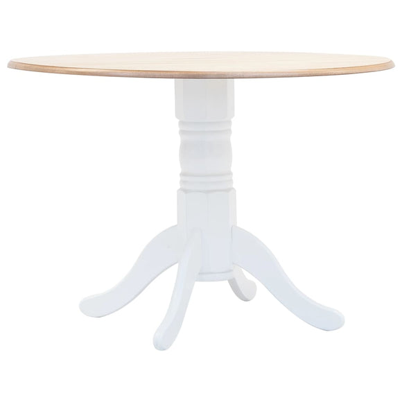 NNEVL Dining Table White and Brown 106 cm Solid Rubber Wood