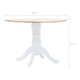 NNEVL Dining Table White and Brown 106 cm Solid Rubber Wood