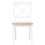 NNEVL Dining Chairs 2 pcs White and Light Wood Solid Rubber Wood