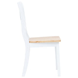 NNEVL Dining Chairs 2 pcs White and Light Wood Solid Rubber Wood