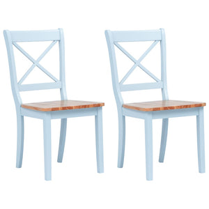 NNEVL Dining Chairs 2 pcs Grey and Light Wood Solid Rubber Wood