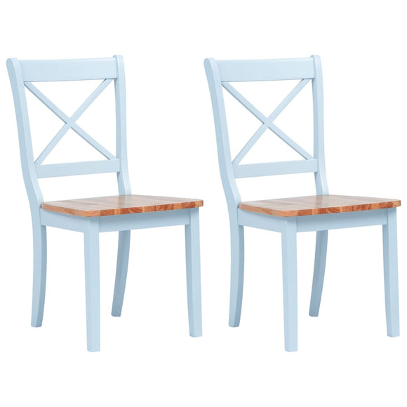 NNEVL Dining Chairs 2 pcs Grey and Light Wood Solid Rubber Wood
