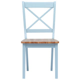 NNEVL Dining Chairs 2 pcs Grey and Light Wood Solid Rubber Wood