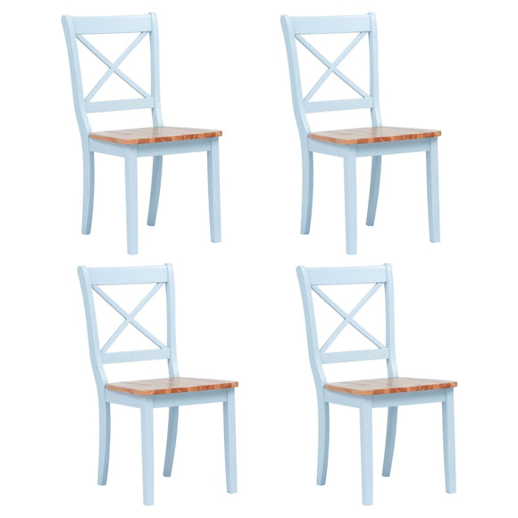NNEVL Dining Chairs 4 pcs Grey and Light Wood Solid Rubber Wood