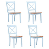 NNEVL Dining Chairs 4 pcs Grey and Light Wood Solid Rubber Wood