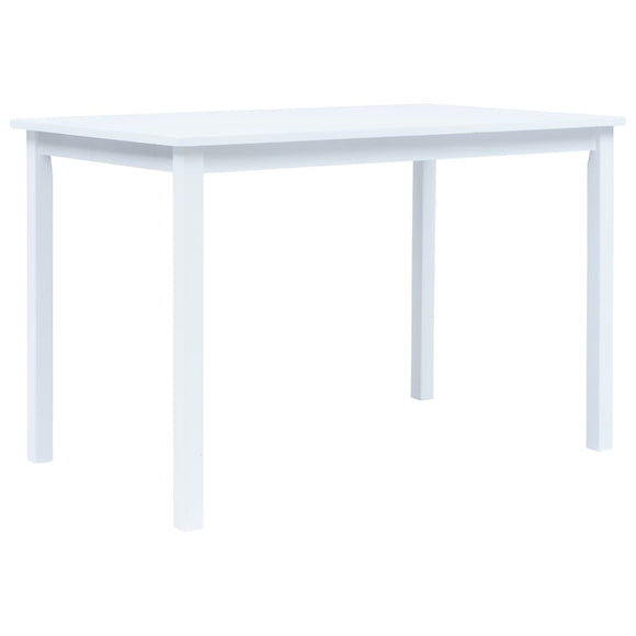 NNEVL Dining Table White 114x71x75 cm Solid Rubber Wood