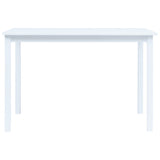 NNEVL Dining Table White 114x71x75 cm Solid Rubber Wood