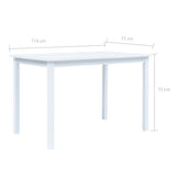 NNEVL Dining Table White 114x71x75 cm Solid Rubber Wood
