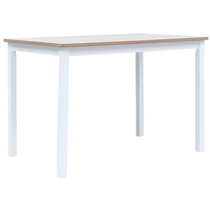NNEVL Dining Table White and Brown 114x71x75 cm Solid Rubber Wood