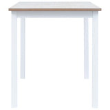 NNEVL Dining Table White and Brown 114x71x75 cm Solid Rubber Wood