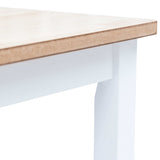 NNEVL Dining Table White and Brown 114x71x75 cm Solid Rubber Wood