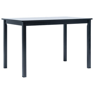 NNEVL Dining Table Black 114x71x75 cm Solid Rubber Wood