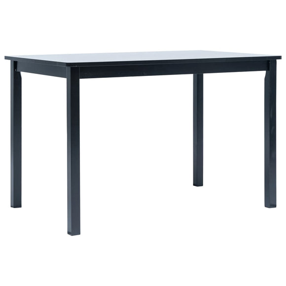 NNEVL Dining Table Black 114x71x75 cm Solid Rubber Wood