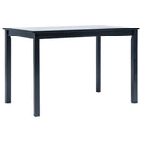 NNEVL Dining Table Black 114x71x75 cm Solid Rubber Wood
