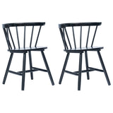 NNEVL Dining Chairs 2 pcs Black Solid Rubber Wood
