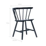 NNEVL Dining Chairs 2 pcs Black Solid Rubber Wood