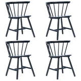 NNEVL Dining Chairs 4 pcs Black Solid Rubber Wood
