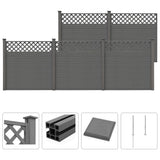 NNEVL Garden Fence with Trellis WPC 879x185 cm Grey
