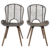 NNEVL Dining Chairs 6 pcs Brown Natural Rattan