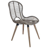 NNEVL Dining Chairs 6 pcs Brown Natural Rattan