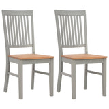 NNEVL Dining Chairs 2 pcs Grey Solid Oak Wood
