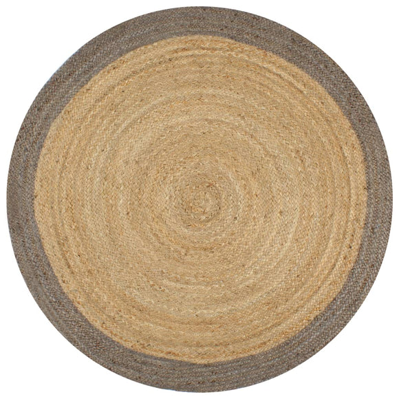 NNEVL Handmade Rug Jute with Grey Border 90 cm