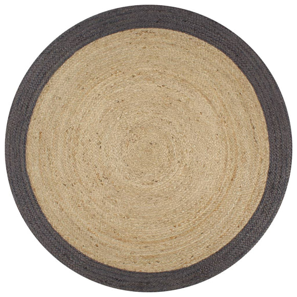 NNEVL Handmade Rug Jute with Dark Grey Border 120 cm