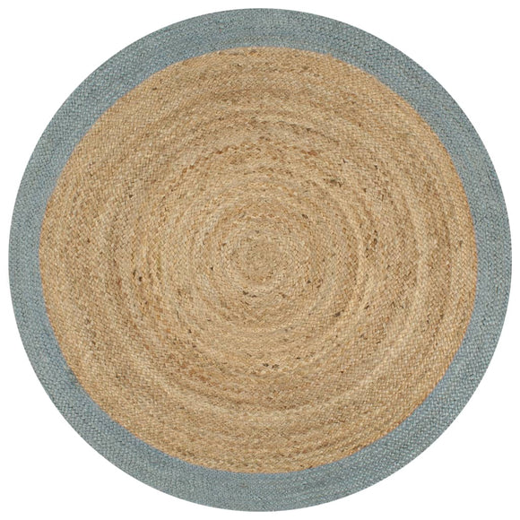 NNEVL Handmade Rug Jute with Olive Green Border 120 cm