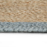 NNEVL Handmade Rug Jute with Olive Green Border 120 cm