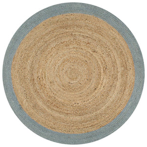 NNEVL Handmade Rug Jute with Olive Green Border 150 cm