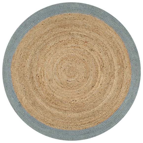 NNEVL Handmade Rug Jute with Olive Green Border 150 cm