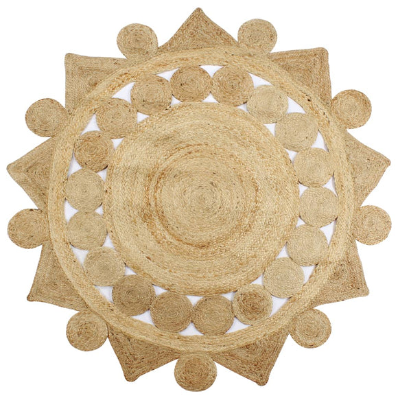 NNEVL Handmade Rug Braided Jute 90 cm