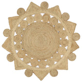 NNEVL Handmade Rug Braided Jute 120 cm