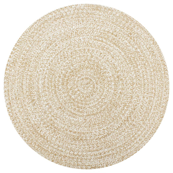 NNEVL Handmade Rug Jute White and Natural 90 cm