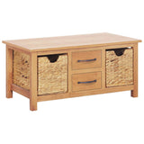 NNEVL Sideboard 88x53x43 cm Solid Oak Wood and Water Hyacinth