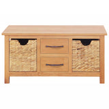 NNEVL Sideboard 88x53x43 cm Solid Oak Wood and Water Hyacinth