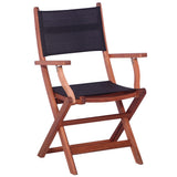 NNEVL Outdoor Chairs 2 pcs Black Solid Eucalyptus Wood and Textilene