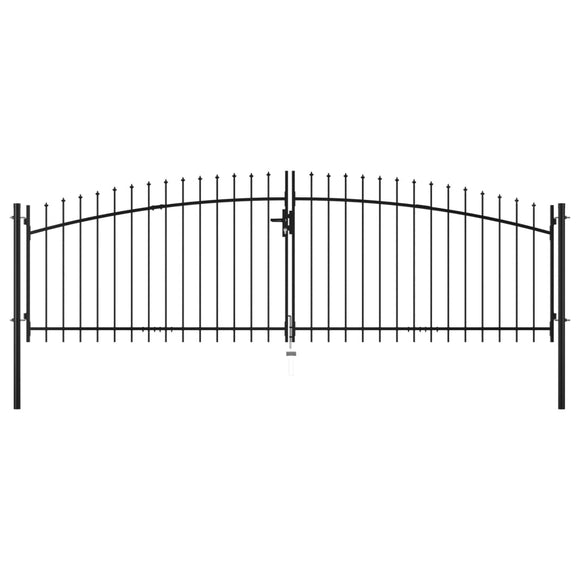 NNEVL Double Door Fence Gate with Spear Top 400x150 cm