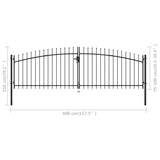 NNEVL Double Door Fence Gate with Spear Top 400x150 cm