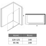 NNEVL Folding Shower Enclosure 2 Panels ESG 120x140 cm