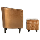 NNEVL Tub Chair with Footstool Brown Faux Leather