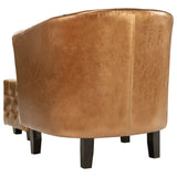 NNEVL Tub Chair with Footstool Brown Faux Leather