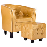 NNEVL Tub Chair with Footstool Gold Faux Leather