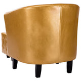 NNEVL Tub Chair with Footstool Gold Faux Leather
