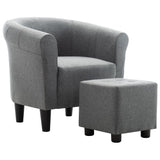 NNEVL 2 Piece Armchair and Stool Set Light Grey Fabric