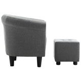 NNEVL 2 Piece Armchair and Stool Set Light Grey Fabric