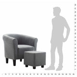 NNEVL 2 Piece Armchair and Stool Set Light Grey Fabric