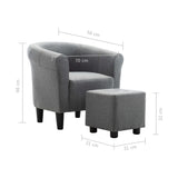 NNEVL 2 Piece Armchair and Stool Set Light Grey Fabric